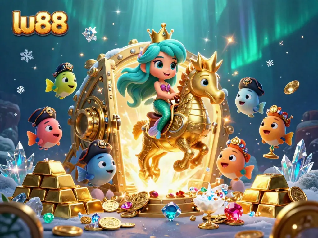 Experience the excitement of lu88 with a vibrant underwater mermaid scene, featuring treasure and animated characters.