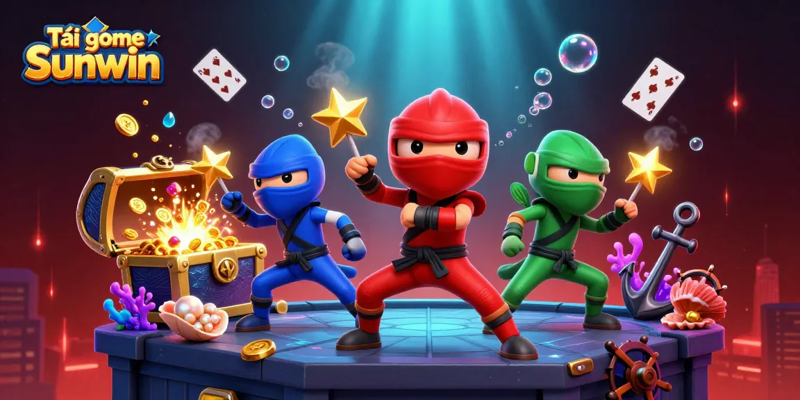 Experience Tải game Sunwin with dynamic ninja chameleons amidst vibrant casino elements.