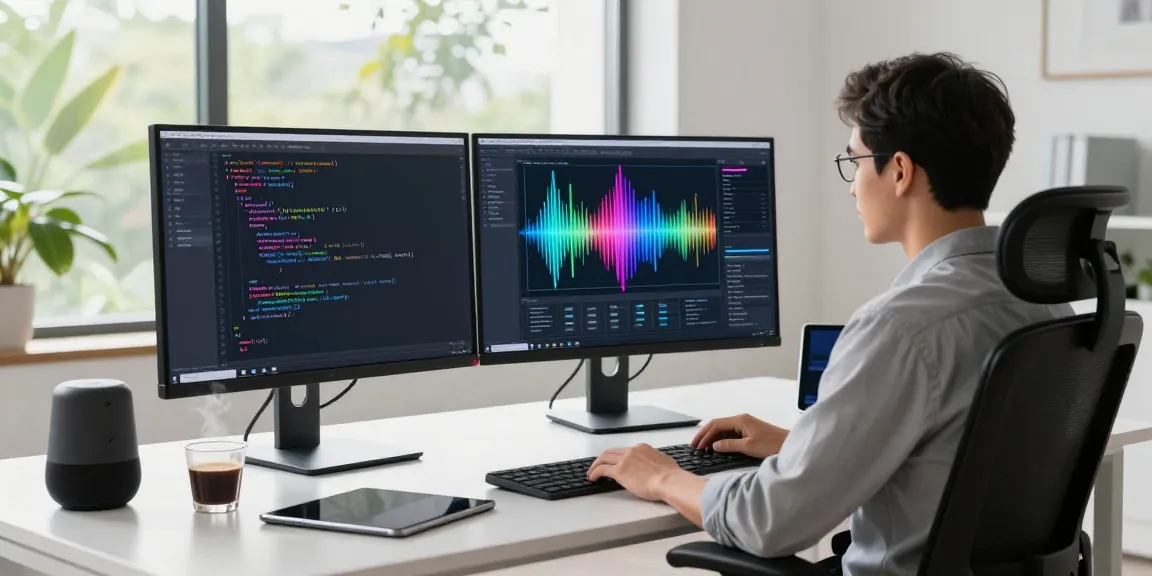 Developer utilizing instant indexing software in a modern office setup.
