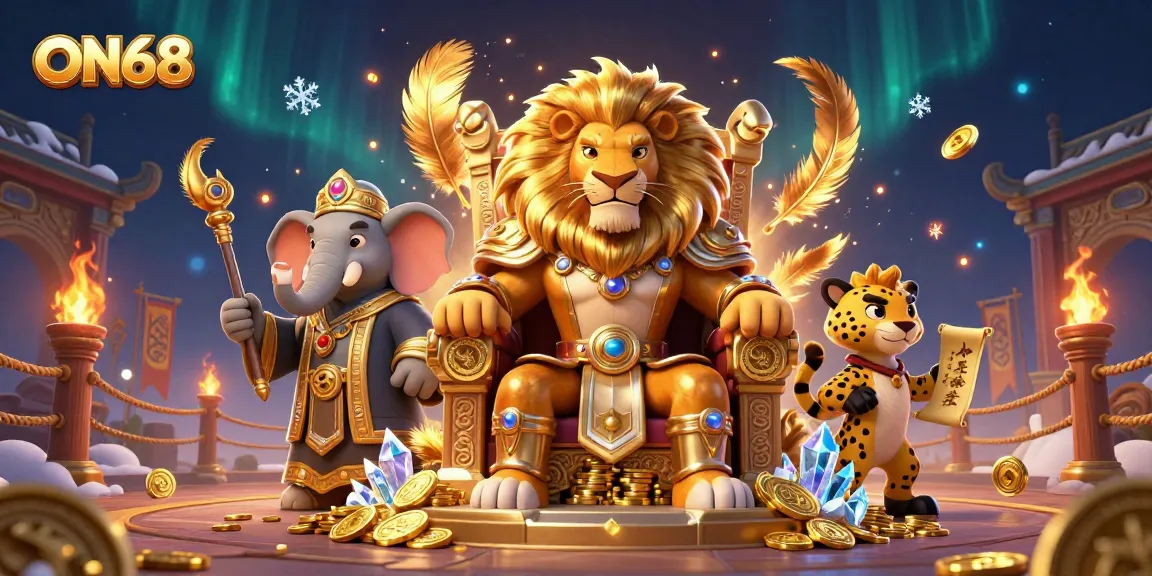 ON68 brings the excitement of gaming to life with a dynamic 3D illustration featuring royalty and action.